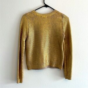 H&M gold foil fitted sweater SIZE Small S